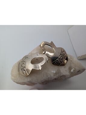 PAJ Thailand Sterling Silver 925 Etched Tribal Pot Shape Stud Earrings 6.54g